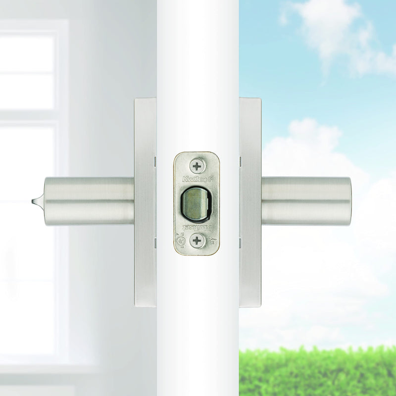 Kwikset Halifax Entry Door Handle with Lock and Key, Secure Keyed Reversible Lever Exterior, For Front Entrance and Bedrooms, Satin Nickel, Pick Resistant Smartkey Rekey Security and Microban Keyed Entry