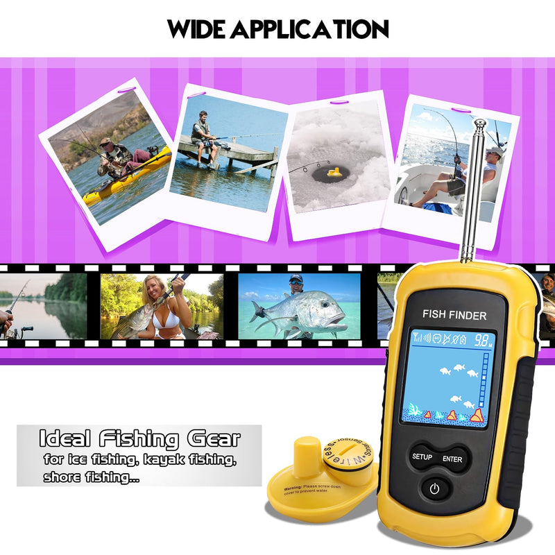 Atibin Portable Kayak Depth Finder Fishing Wireless Castable Fishing Finder Transducer Canoe Shore Fish Finder Detector Sonar Handheld Sea Lake