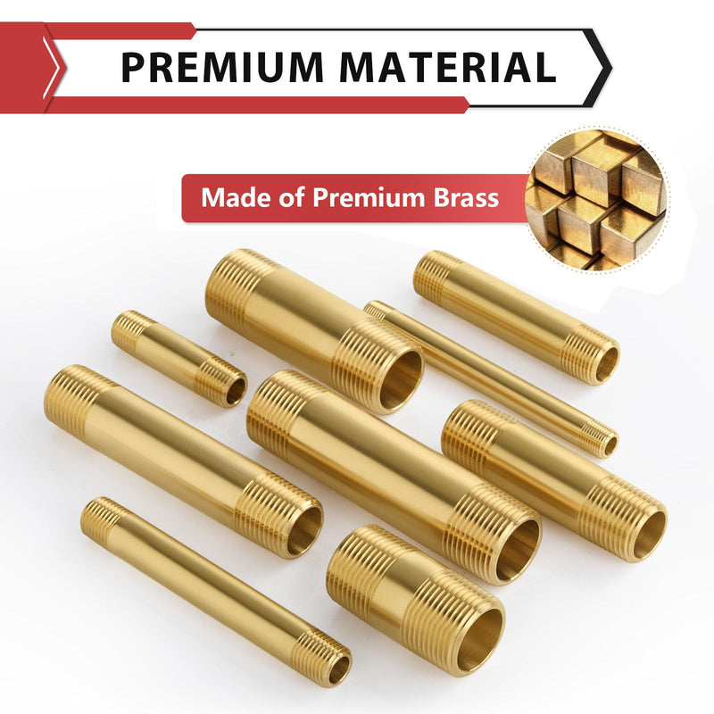 5Pcs EFIELD 1/2"MNPT Brass Long Nipple NPT Fitting,4"L(NPT173-5) 5 (4" Length) 1/2"x1/2"