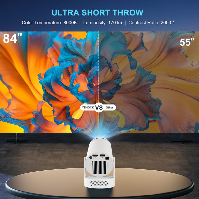 【Built-in Apps】HY300Ultra Mini Projector WiFi Bluetooth ,Movie Projector Compatible with TV Stick Smartphone / USB,Support 4K Portable HD Outdoor Indoor for Home Theater with Wall/Ceiling Projection