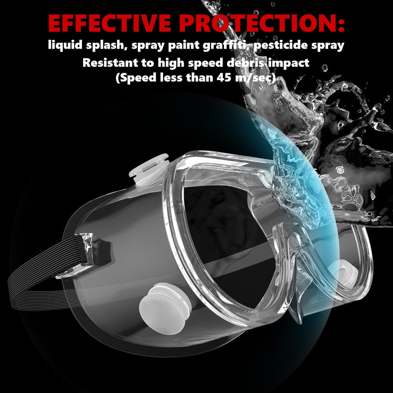 Anti-Fog Protective Safety Goggles Clear Lens Wide-Vision Adjustable Chemical Splash Eye Protection Soft Lightweight Eyewear Transparent