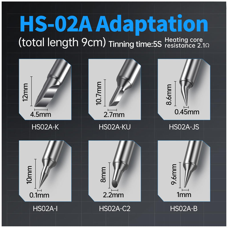 FNIRSI F245 Soldering Iron Tips for HS02A DWS200, F245-K, KU, JS, I, C2, B Replacement Tips, Constant Temperature Solder Iron Head