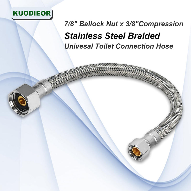 Universal Flexible Toilet Connector, 24-Inch x 3/8" Comp x 7/8" BC, Premium Braided Stainless Steel Toilet Water Supply Connector Line with Anti-Leaking Brass Nut 24 Inch