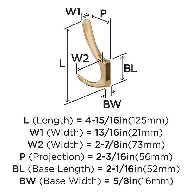 Amerock HBX37013CZ | Finesse Triple Prong Decorative Wall Hook | Champagne Bronze Hook for Coats, Hats, Backpacks, Bags | Hooks for Bathroom, Bedroom, Closet, Entryway, Laundry Room, Office