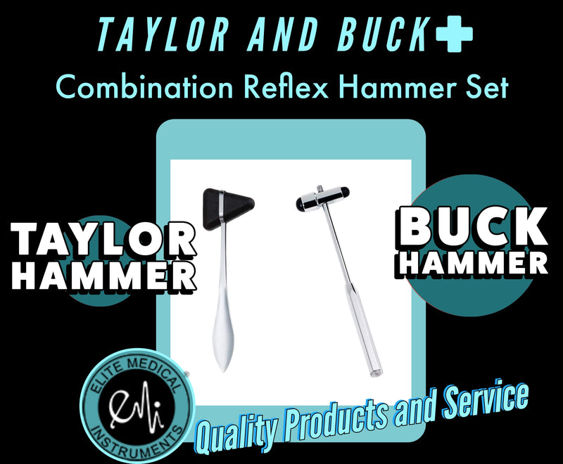 EMI Neurological Reflex Hammer Set – Taylor & Buck Percussion Hammers for Reflex Testing, Medical Exams, and Physical Therapy – 2 Piece Bundle Set (Royal)