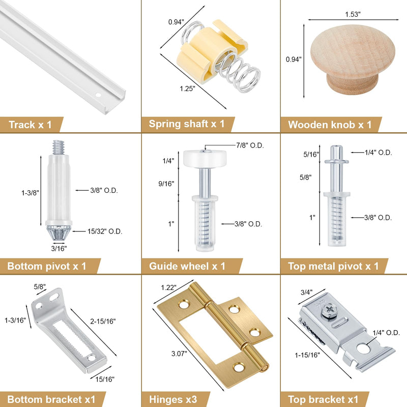 Bifold Door Hardware Kit - 36 Inch Bifold Door Hardware with Track, Bi-Fold Closet Door Track Repair Replacement Tool Kit