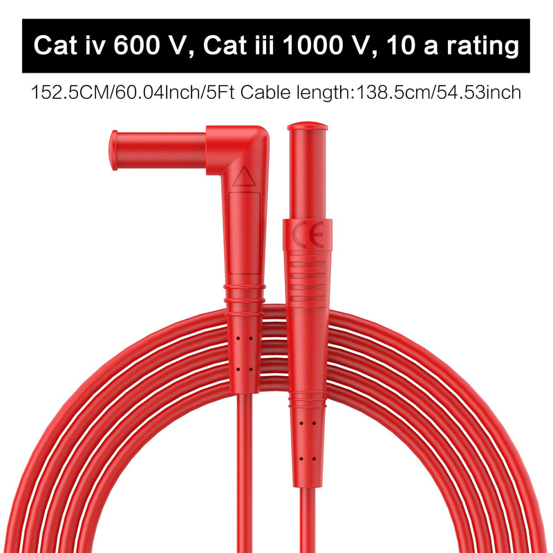 60 Inch Multimeter Insulated Test Leads,Soft Silicone Test Leads Compatible with Multimeter, Voltmeter, Clamp Meter