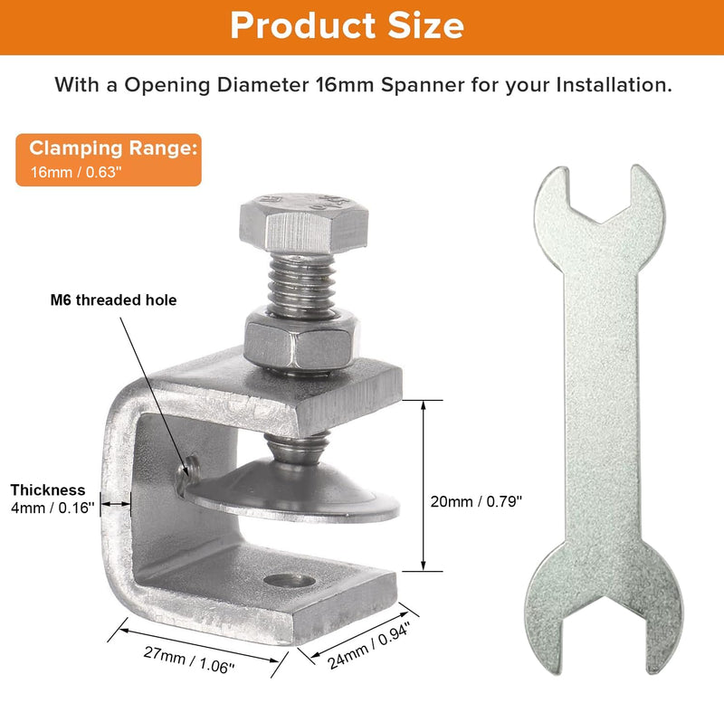 Stainless Steel C Clamps, Mini Tiger Clamp Set for Mounting, Heavy Duty Metal U Clamps, Small Desk G-Clamp with 0.79 Inch Stable Wide Jaw Opening for Metal Working Woodworking Welding Building (4pcs) 0.79 in / 20mm (4 Pcs)