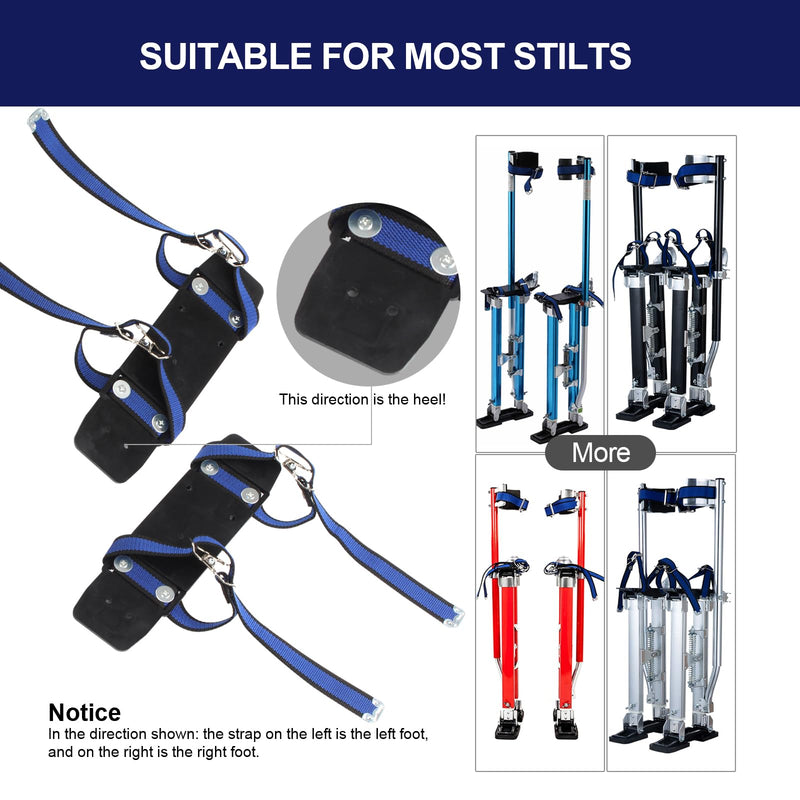 Stilt Sole Foot Plate Pedal Replacement Kits for Drywall, Pair of Plastic Drywall Stilts Accessories Fixed Foot Pedal, Universal Heel Plates with Straps for Painting, Plastering, Construction