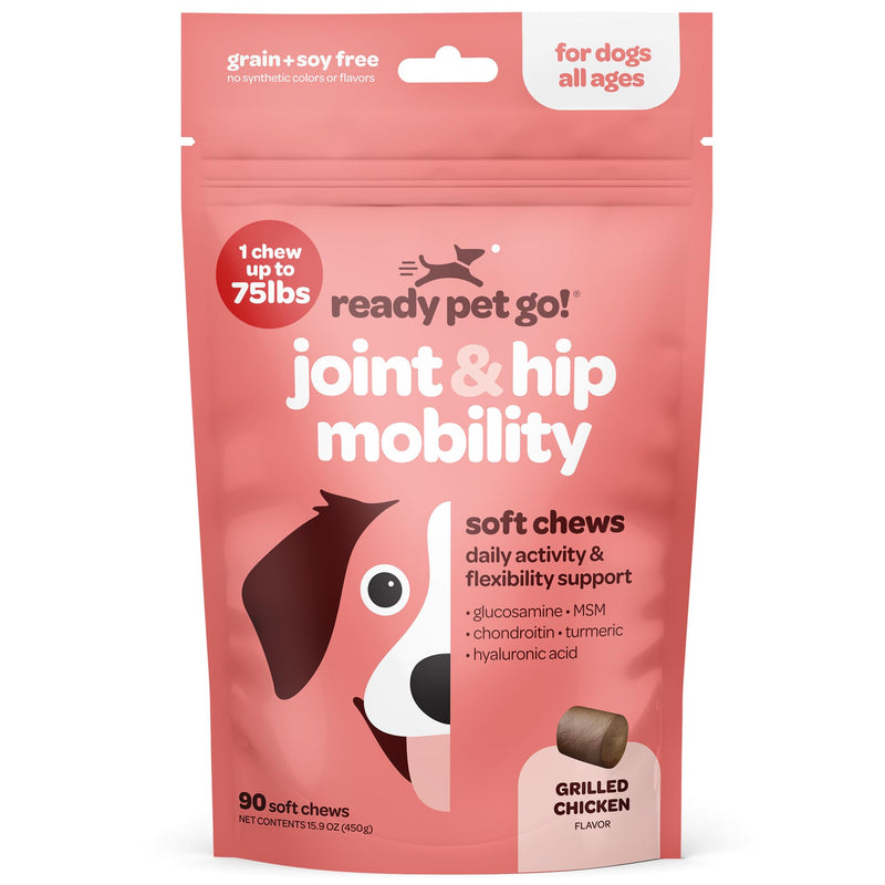 Hip and Joint Chews for Dogs | Dog Glucosamine Chews for Comfort & Mobility with Chondroitin MSM & Turmeric | Dog Joint Supplement for All Ages & Sizes | NASC Certified & Made in The USA | 90 Chews Hip and Joint 90 Count