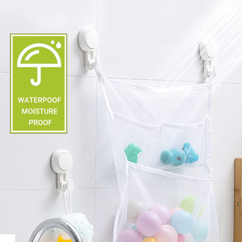 Elegear Suction Cup Shower Hooks for Loofah, Robe, Towel, Heavy Duty (4-Pack) Waterproof , Reusable Vacuum Suction Hooks for Bathroom Kitchen Large 4 Pack