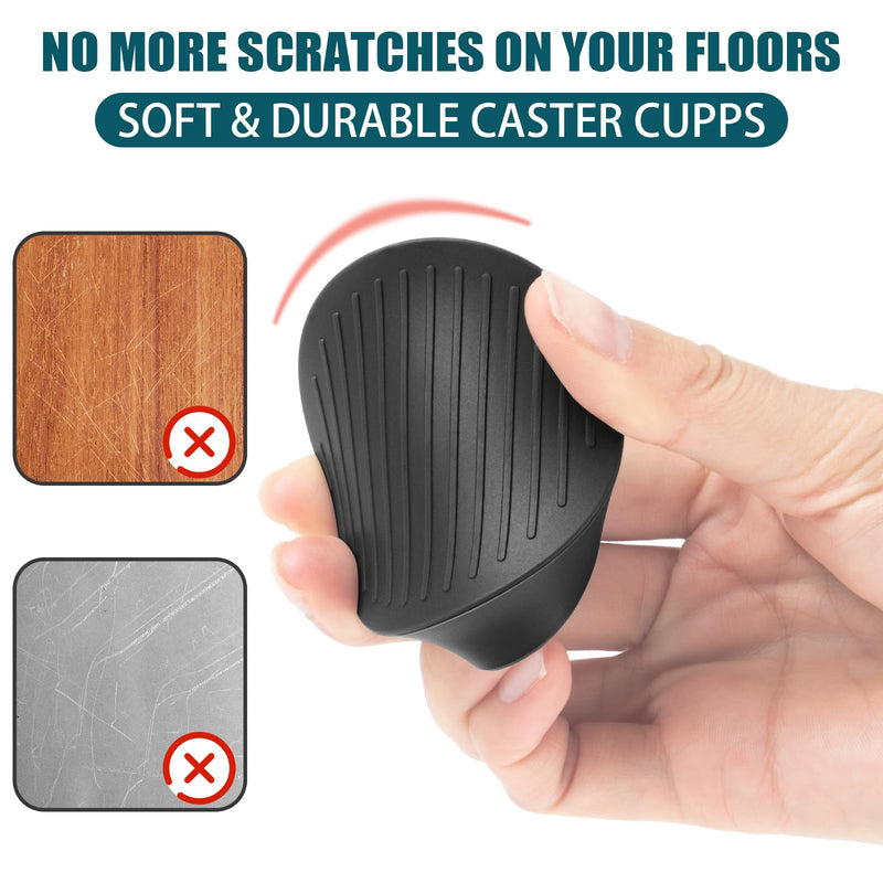 2 x 2 Rubber Caster Cups, Round Non Slip Furniture Pads, Non Skid Furniture Cups, Anti-Slip Gripper Furniture Caster Floor Grip, Anti Skid Leg Coasters Floor Protector for Bed Couch Stoppers(4 Pack) 4 Black-2x2 inch
