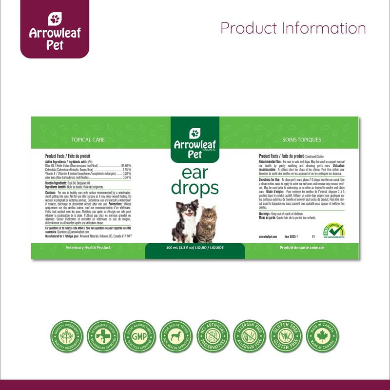 Ear Drops | Healthy Ear Support for Cats and Dogs | Itchy Ears | Cleaning | Swimming | 100mL