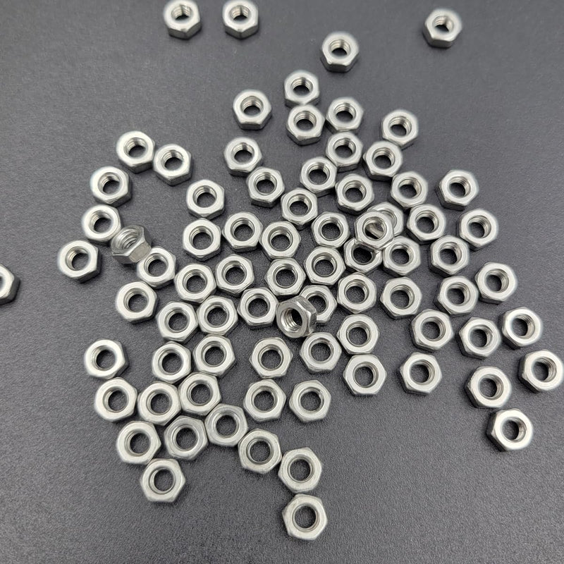 Tom's world 100Pcs M4-0.7 Hex Nut Stainless Steel 304(18-8) Metric Hexagon Nut for Bolts, Bright Finish, Full Thread (M4)