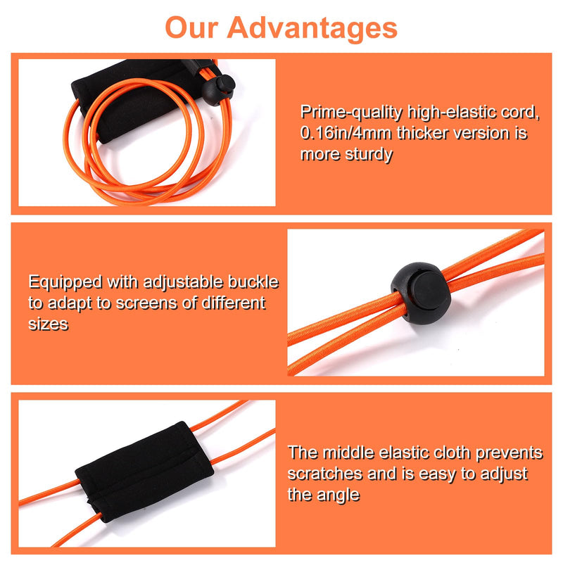 2pcs Fishing Graph Cover Straps Compatible with Humminbird & Lowrance, Adjustable Fish Finder Cover Bungee with Adjustable Buckle and Stretchable Accessories Cord Fit up to 18in Screens (Orange)