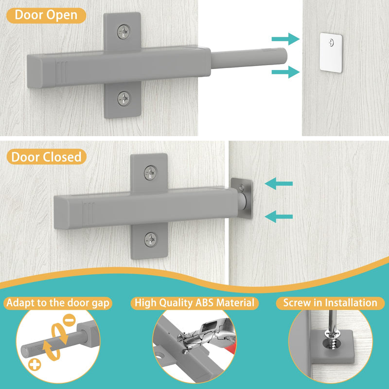 Push Touch Latch, Jiayi Push to Open Cabinet Latch 2 Pack Heavy Duty Door Spring Magnet On Close Push Catches Magnetic Push Out Latch for RV Hidden Barn Kitchen Doors Drawer Gray