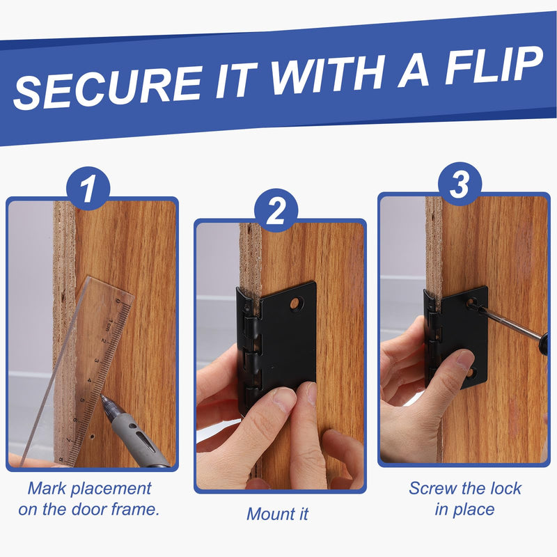 PATIKIL Flip Action Door Lock, 4 Pack Flip Latch Lock Reversible Privacy Door Locks with Screw for Interior Swing-in Hardware Bedroom Home Security, Black
