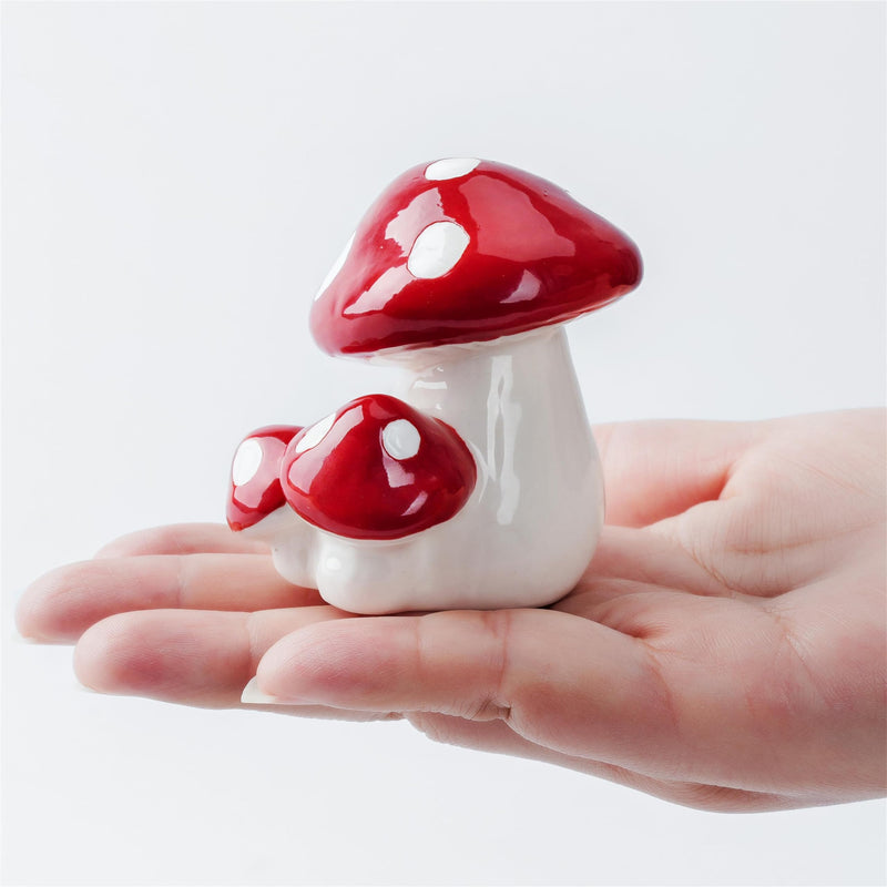 Frog Toilet Floor Bolt Caps, Ceramic Frog Toilet Bolt Caps Cute Bathroom Decor, Fun Animals Themed Gadgets for The Toilet Easy installation (Red Mushroom) Red Mushroom