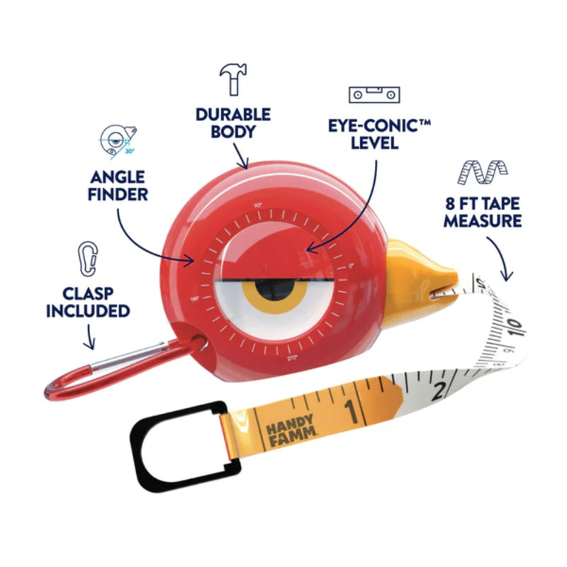 Handy Famm Kids Tape Measure 3 Piece Starter Tool Set – Real Giraffe Hammer, Bird Measuring Tape & Safety Glasses - STEM DIY Tools, Educational Gift for Boys & Girls Ages 5+ 3 Piece Tool Box