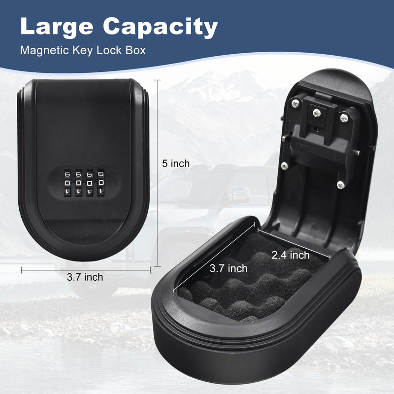 Magnetic Key Box for Under Car with Combination Lock Hidden Key Holder for Outside with Magnet for Storage Spare Key Outdoor Keychain Lock Box (1, Black) 1