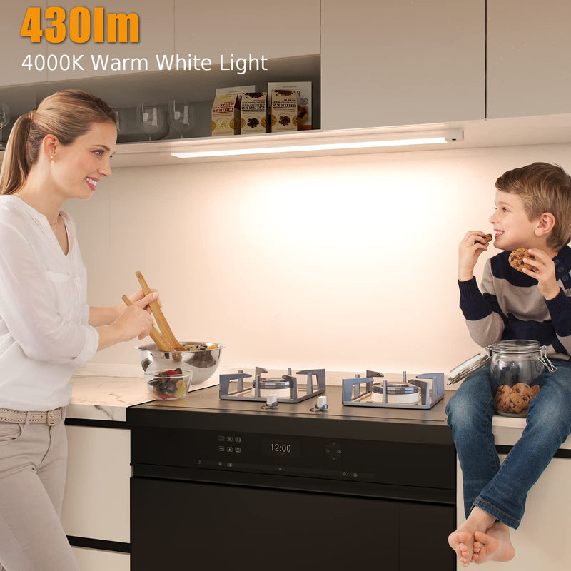 MYPLUS 16 Inch Under Cabinet Lights with Hand Wave, Under Counter Lighting 4000K Natural White,Dimmable,Plug and Play,LED Lights for Kitchen Cabinet, Cupboard, Closet, Desk 16" one-pack