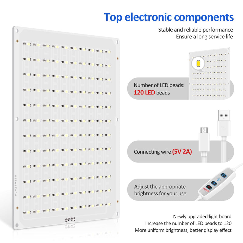 8 Pack CMYK Lithophane LED Backlight Board, 120 LED USB-C with On/OffSwitch | 1.5m Long Switch Cable, 500LM Uniform Brightness, Compatible with BambuLabbrand H2D/H2S/X1/X1C/P1/P1S/A1 3D Printers 8