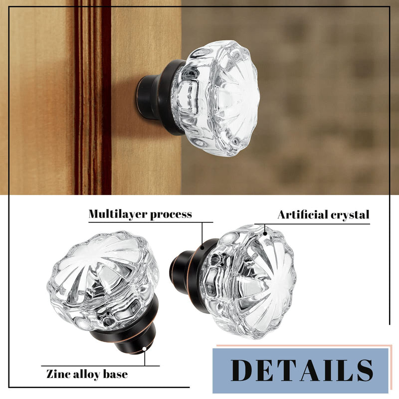 Amylove 2 Set Glass Door Knobs Mortise Style Fluted Crystal Antique Door Knobs with Spindle Antique Doorknobs for Home Interior (Bronze, Basic) Bronze Simple