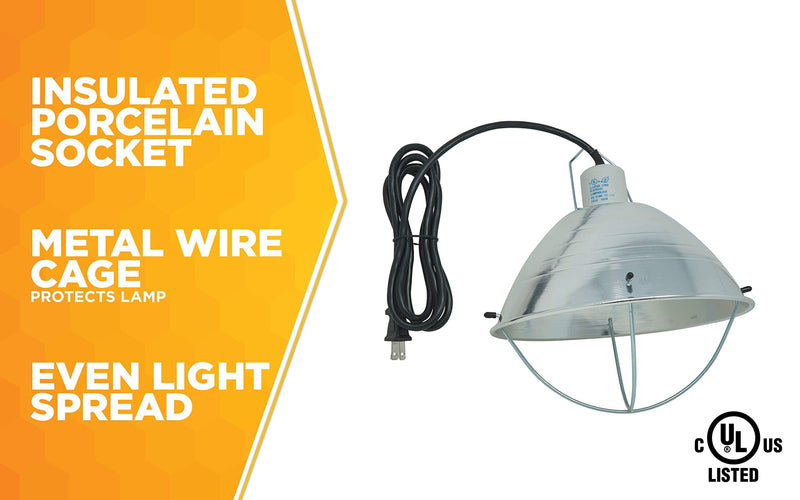 Woods 0165 Brooder Lamp with Bulb Guard;10.5 Inch Reflector and 6 Foot Cord (250 Watt; 18/2 SJTW); 0