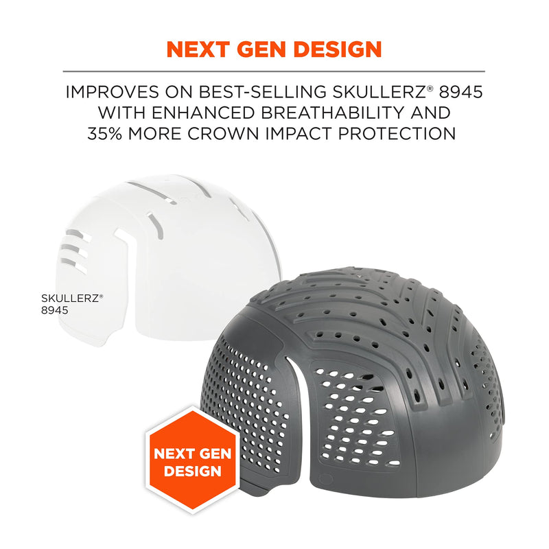 Ergodyne Skullerz 8945F(x) Universal Bump Cap Insert with Extra Venting, Fits Into Any Baseball Hat, Charcoal Single