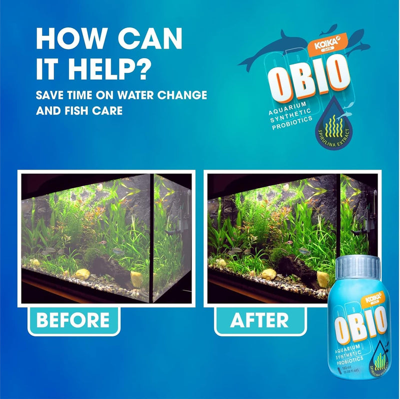 KOIKA OBIO Aquarium Water Treatment, Quick Effect (After 8-10 Hours), Improvement of Digestion and Immune Systems of Fish & Shrimp (Liquid, 180ml (6.08 fl oz)) 180ml (6.08 fl oz) Liquid