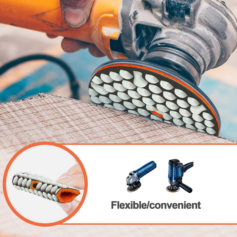 Dry Diamond Polishing Pads Set 4 Inch Grit 50x3/100x2/200/400/800 - Dry Polish Pad Kit 8pcs for Granite Marble Concrete Quartz Marble Floor Polishing Plus 5/8-11 Plastic Backer and Adapter