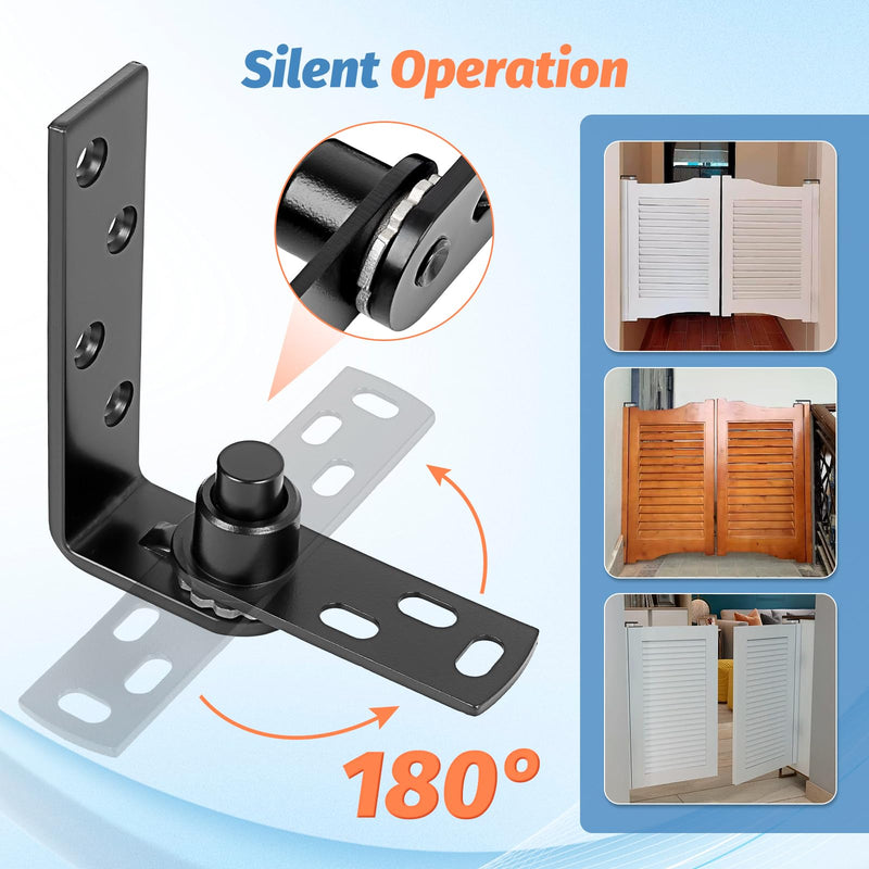 Heavy Duty Saloon Door Hinges, 304 Stainless Steel Black Double Swing Self-Return Door Hinges for Cafe, Bar, Barn, Courtyard, 1 Pack