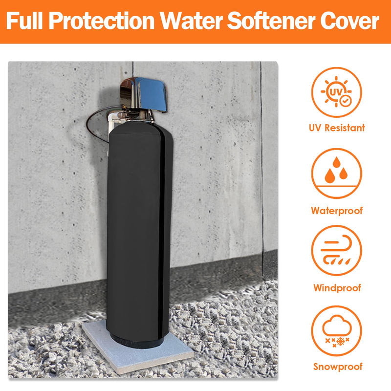 Water Softener Cover Outdoor, 3 Layers Insulation Water Softener Tank Jacket, Heavy Duty Outdoor Insulated Water Softener Tank Cover,8.5''D x 48''H(COVER SIZE, NOT WATER SOFTENER SIZE)- Black 8.5''D x 48''H