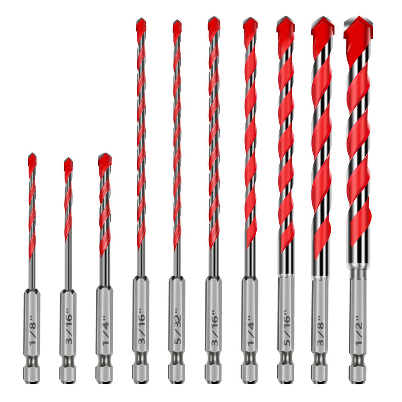 48-20-9058 10-Piece Impact Duty Carbide Concrete Hammer Drill Bit Set | Concrete Hammer Drill Bit Compatible with Milwaukee Tool, Masonry Drill Bits Set for Concrete, Stone, Brick with Storage Case