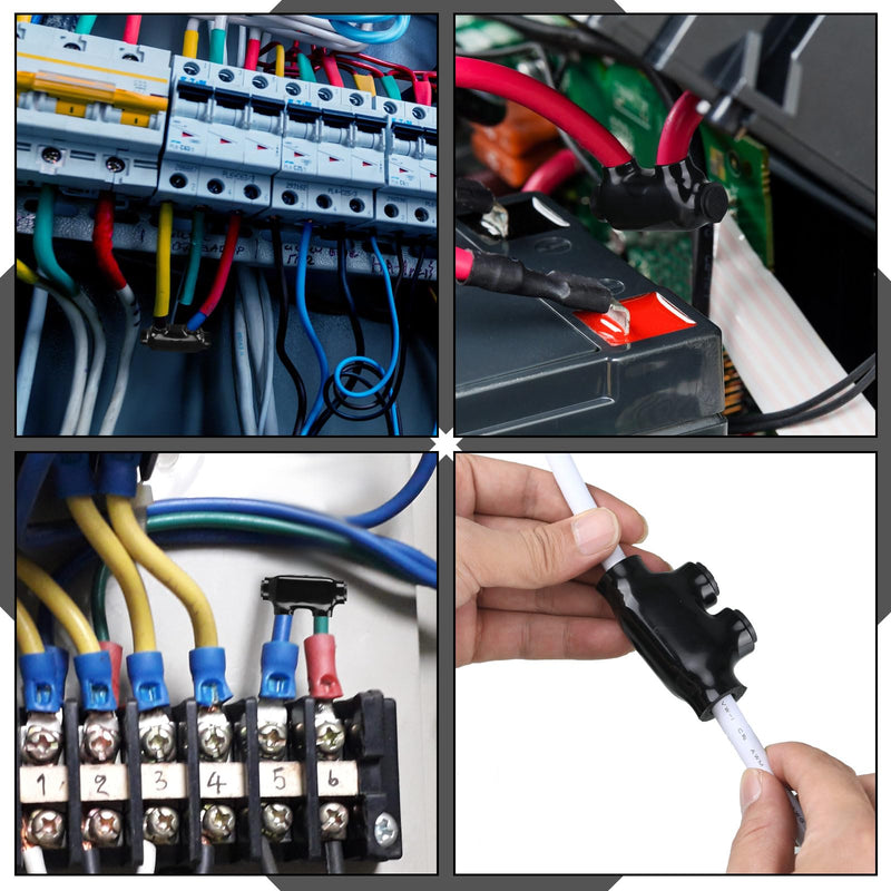 5 Pcs Insulated Wire Connectors Black Splice Connector 2 Ports Multi Cable Soldering Lugs Double Side Entry Cable Splicers with Oxide Inhibitor (2/0-6 Wire Range) 2/0-6 Wire Range 5