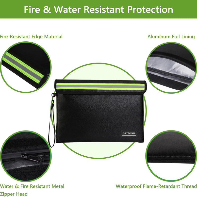 5200°F Fireproof Document Bag(11"x7.9"), Waterproof Fireproof Bag with Zipper, 8 Layers Fire Insulation, Fireproof Money Bag for Cash, Important Documents and Valuables (Small) Small