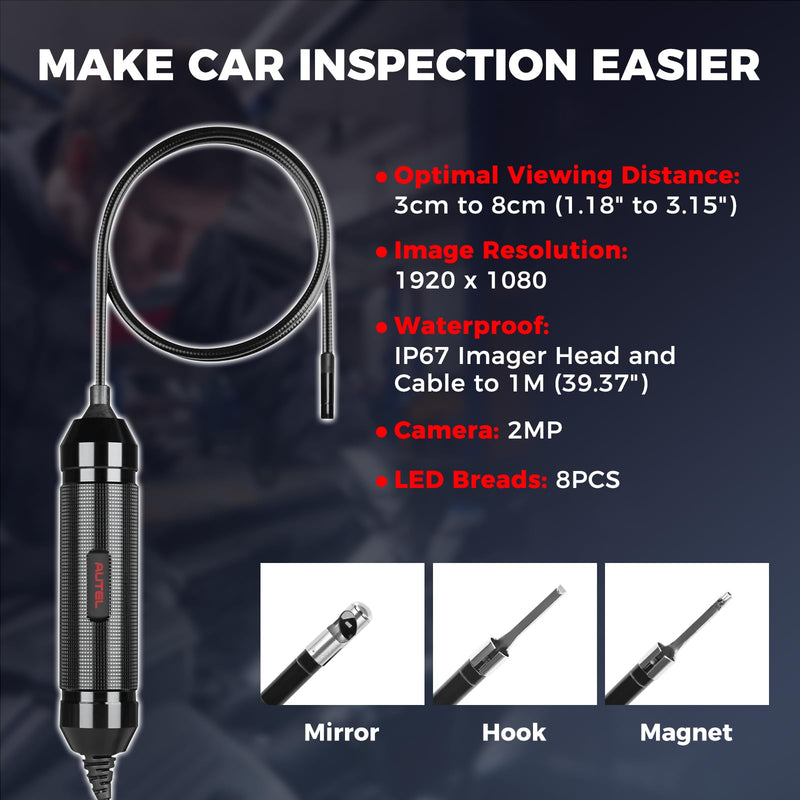 Autel MV108S 1080P HD Inspection Camera, 8.5mm Probe Wide-Angle Borescope, IP67 Waterproof USB Endoscope Snake Camera with LED Lights & 3.3ft Cable, Upgrade of MV108 MV105, for Autel Scanner & PC