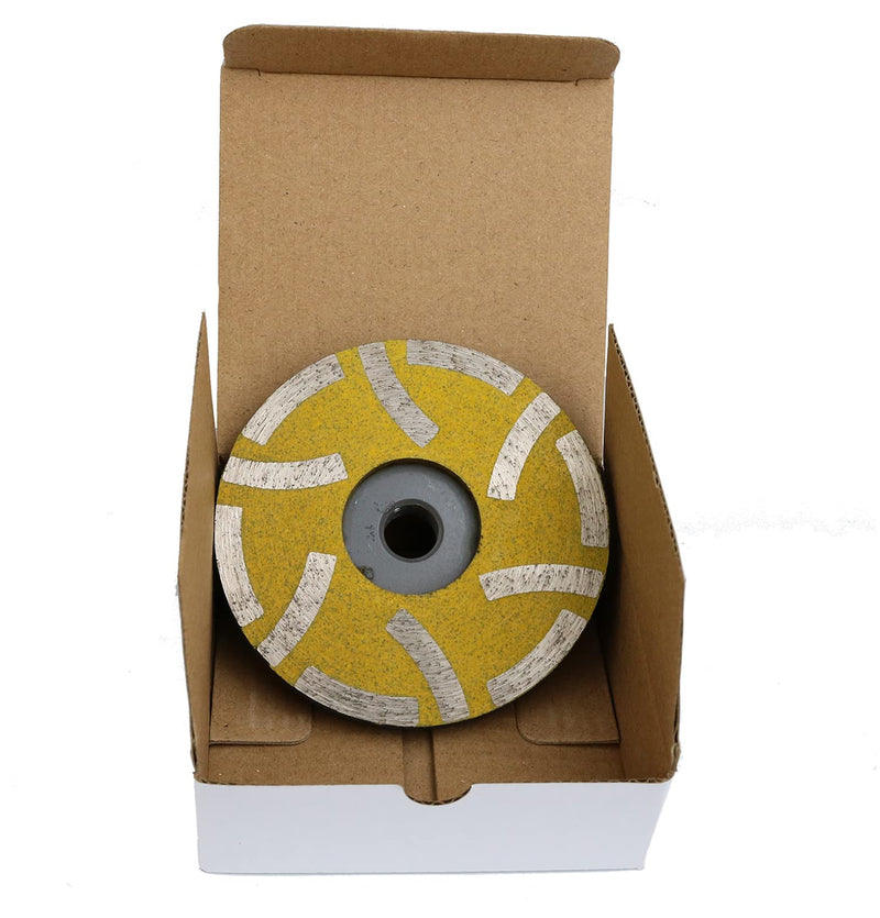JDK 4 Inch Diamond Resin Filled Cup Wheel Grinding Wheel Insert 12pcs Segments with Thread 5/8“-11 for Granite Stone and Tiles (Medium) Medium