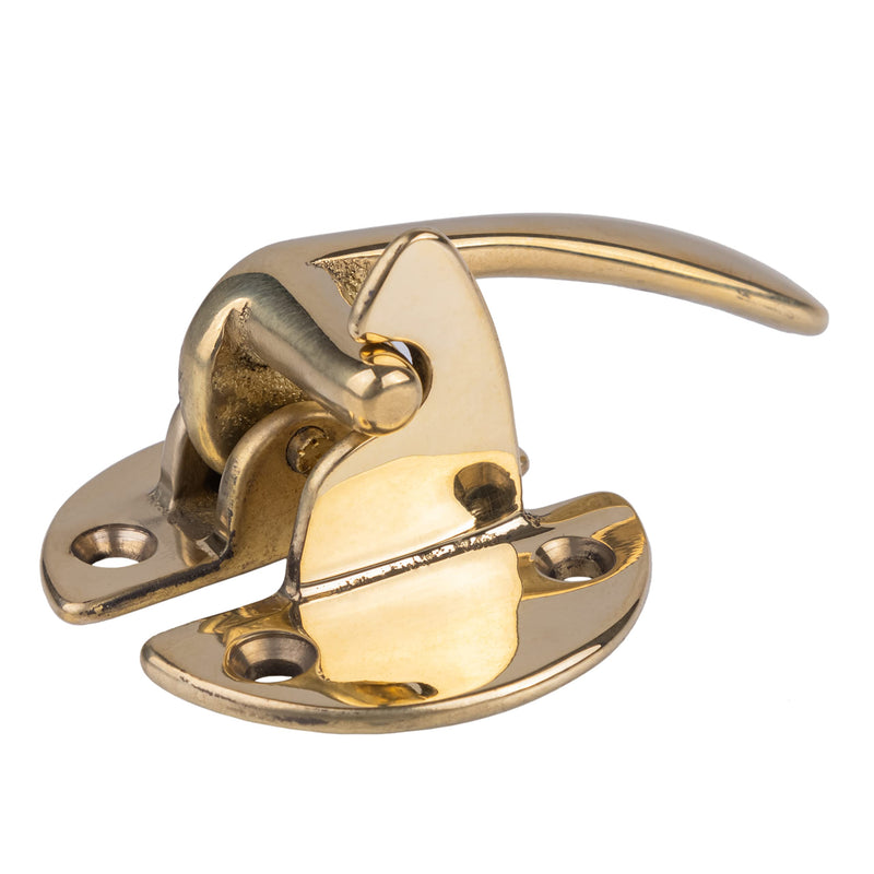 Brass Flush Right Cabinet Door Lever Latch and Catch | Antique Cabinet, Vintage Cupboard, Old Desk Reproduction Hardware | UA-116-HLPB Brass