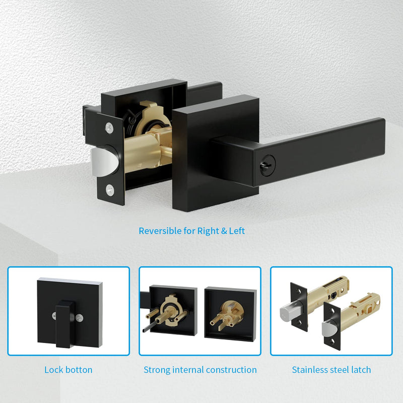 HIDALIFE Front Door Lock Set,Keyed Alike Heavy Duty Exterior Door Lock Set,Entry Door Handle and Single Cylinder Deadbolt Combo for Office and Home Security (1 Pack and Light)