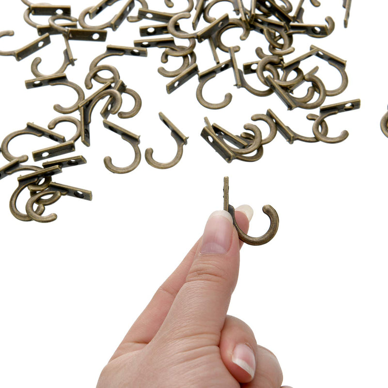100 Pieces Key Hooks Jewelry Small Hooks Key Hanging Small Hooks Wall Mounted Single Hook Robe Hooks Coat Hooks and 110 Pieces Screws for Hanging Hat, Scarf, Bag (Bronze,100 Pieces) Bronze