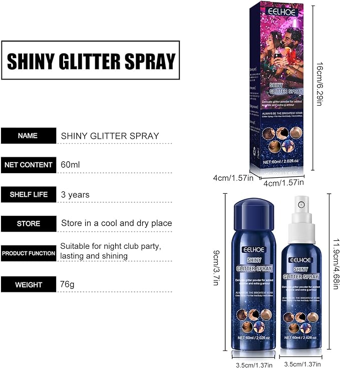 Glitter Spray Glitter Spray Hair Glitter Spray for Wedding Party Festival Holiday Events Makeup Supplies Shiny Body Glitter for Clothes and Hair | Glitter Spray for Fabric,Shiny Glitter Spray for - NewNest Australia