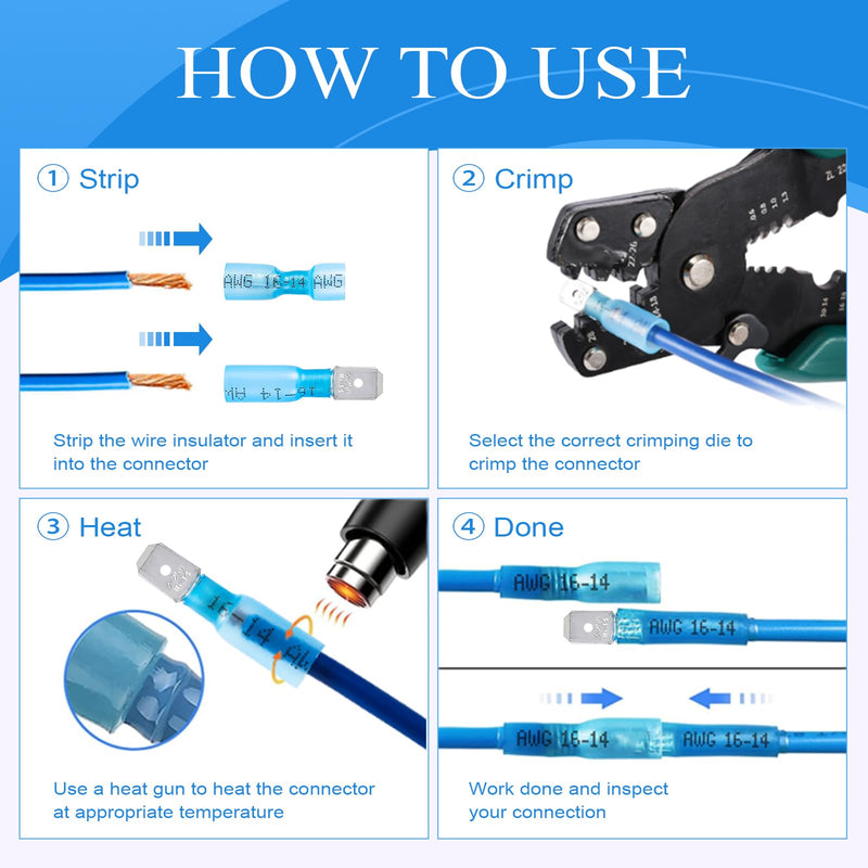 320PCS Heat Shrink Disconnect Connectors kit, Male & Female Blade/Spade Wire Terminals, Quick Disconnect Crimp Wire Connectors for Marine Wiring/Electrical Projects