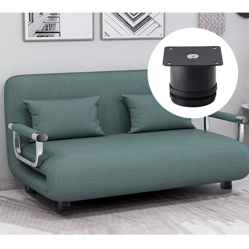 Set of 4 Stainless Steel Furniture Legs 2 Inch, Adjustable Round Cabinet Legs 2" Dia Kitchen Feet, Metal Replacement Legs for Cabinet Sofa Couch Shelves Table (Black) Black