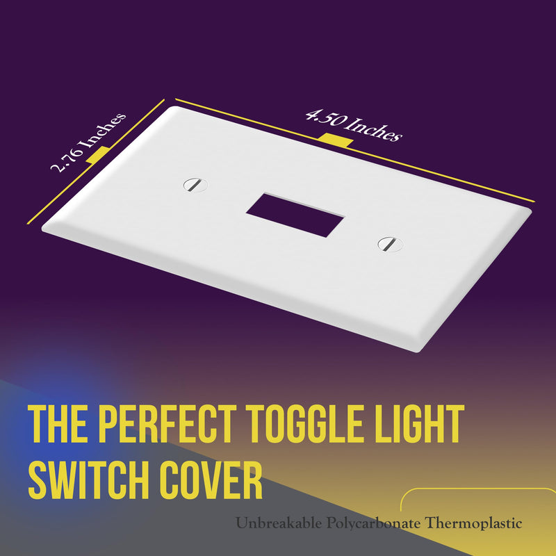 ENERLITES Light Switch Cover Plate, Toggle Wall Plate Cover, Size 1-Gang 4.50" x 2.76", Unbreakable Polycarbonate Thermoplastic, 8811-W-10PCS, White (10 Pack) 10 Pack With Screws