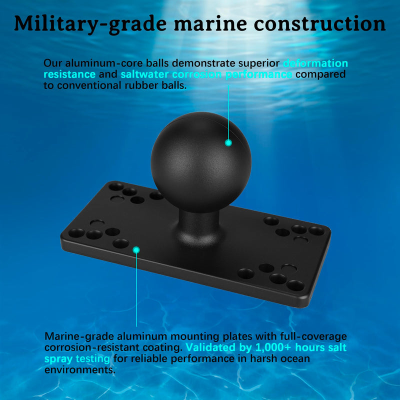 Aluminum 1.5" Ball Fish Finder mounting Plate for Hummingbird Helix 5,7, etc., C Size Universal Marine Electronics Bracket, Compatible with RAM Mounts C-013