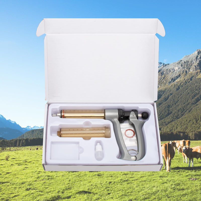 50ML Semi-Automatic Adjustable Injector Syringe, Precision Syringe Pump - Adjustable 1ml to 5ml Range for Fast Continuous Injection in Pigs, Cattle, Chicken, Goat, and Other Livestock 50ML