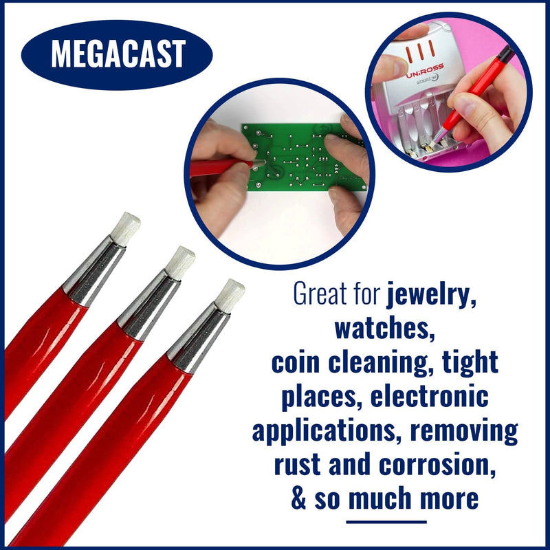 Fiberglass Scratch Brush Pen - 3 Pack - Jewelry, Watch, Coin Cleaning, Electronic Applications, Removing Rust and Corrosion