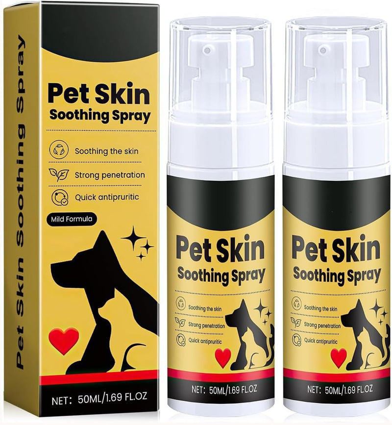 Pet Skin Treatment Spray for Dogs and Cats- Nature Soothing Solution for Itchy Skin, Reduces Scratching- 2Pcs
