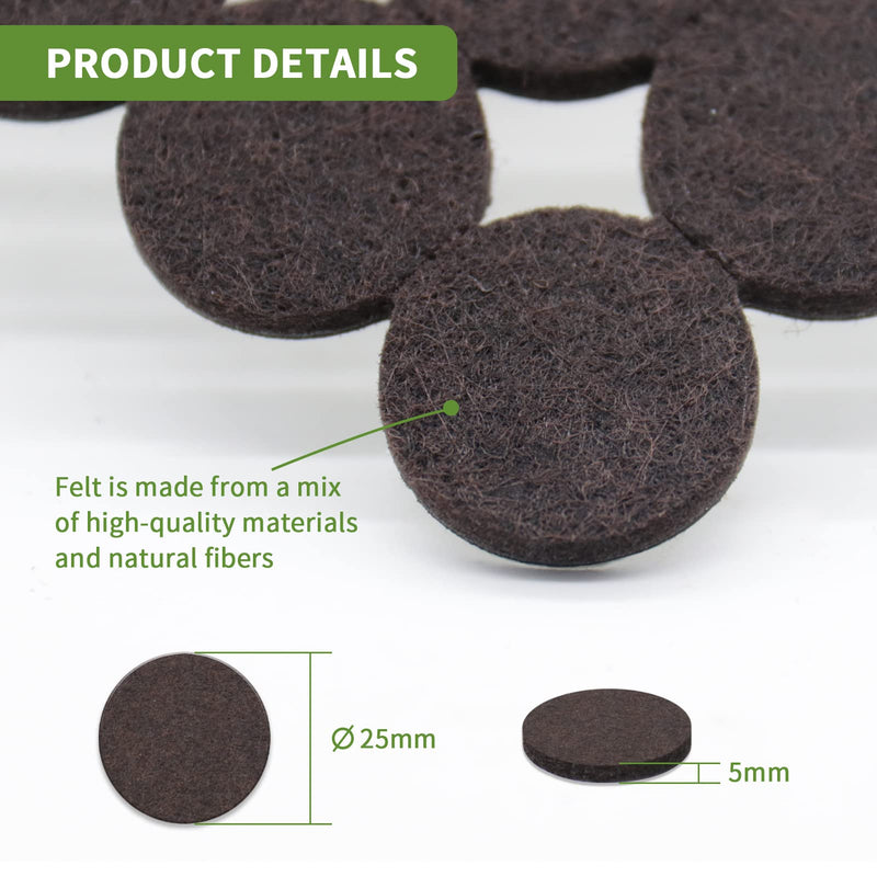 Felt Furniture Pads for Hardwood Floors 48 PCS, Furniture Pads, Floor Protectors for Hardwood Floors, Felt Pads for Furniture, Round, Dark Brown 48PCS 1" DarkBrown